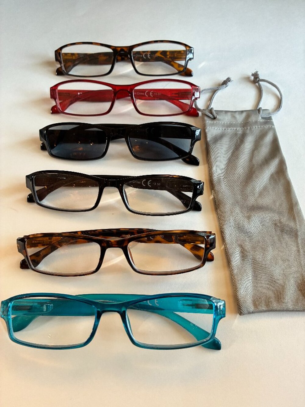 6 pairs of +350 strength reading glasses